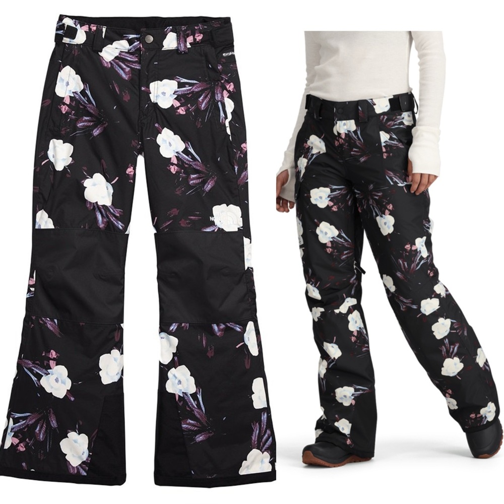 The North Face Black Floral Wide-Leg Snow Pants